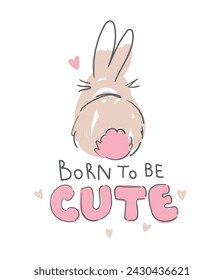 Conejito lindo dibujado a mano, ilustración de conejo de diseño, Niños Imprimir Vector