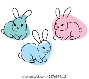 Hand Drawn Cute Bunny isolated on white background. Print design rabbit. Children Print on t-shirt. Vector