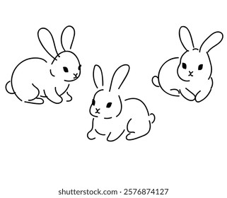 Hand Drawn Cute Bunny isolated on white background. Print design rabbit. Children Print on t-shirt. Vector