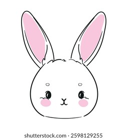 Hand Drawn Cute Bunny isolated on white background. Print design rabbit. Children Print on t-shirt. Vector