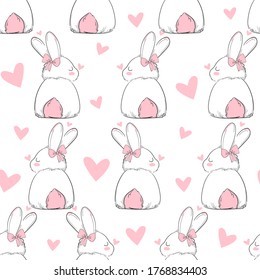 Patrón de conejito con dibujos a mano, fondo de conejo de diseño de impresión, niños imprimir diseño textil