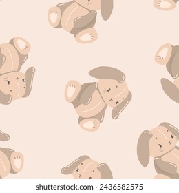 Hand Drawn Cute Bunny Pattern, print design rabbit background, children print textile design