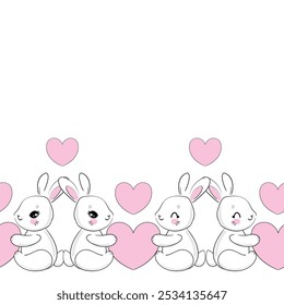 Hand Drawn Cute Bunny Pattern, print design rabbit background, print textile design, seamless pattern rabbits