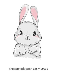 Hand Drawn Cute Bunny Print Design Stock Vector (Royalty Free ...