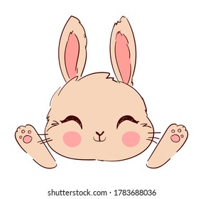 Hand Drawn Cute Bunny, print design rabbit. Vector illustration
