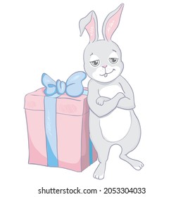 Hand Drawn Cute Bunny, print design rabbit, children print on t-shirt. Vector, illustration