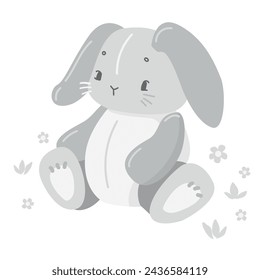 Hand Drawn Cute Bunny, print design rabbit, children print on t-shirt.