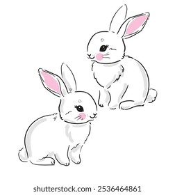 Hand Drawn Cute Bunny, print design rabbit. Vector