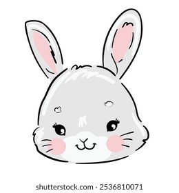 Hand Drawn Cute Bunny Print design rabbit. Children Print on t-shirt. Vector