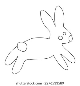 Hand drawn cute bunny or rabbit, doodle style flat vector outline for colouring book