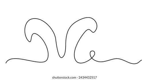 Hand drawn cute bunny or rabbit ears, vector outline for colouring book, line art vector