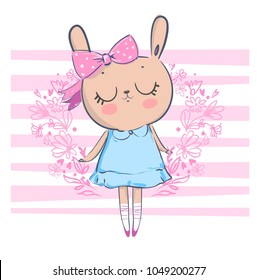 Hand Drawn Cute Bunny Vector Illustration