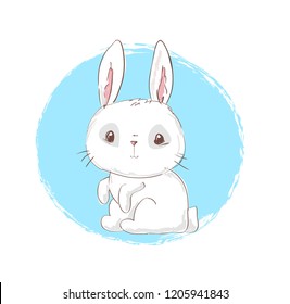 Hand Drawn Cute Bunny vector illustration, Design print for children t-shirt