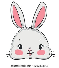 Hand drawn Cute Bunny vector illustration. print design rabbit, children print on t-shirt.