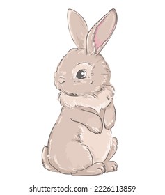 Hand drawn Cute Bunny vector illustration