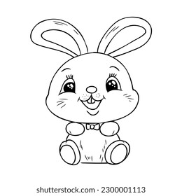 Hand drawn Cute Bunny vector illustration. print design rabbit, children print on t-shirt.