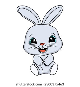 Ilustración vectorial de la manga dibujada por la manga. imprimir conejo de diseño, niños imprimir en camiseta.