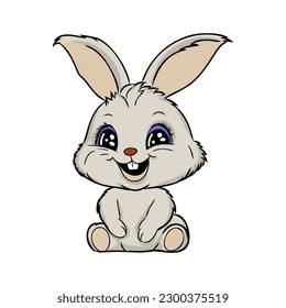 Hand drawn Cute Bunny vector illustration. print design rabbit, children print on t-shirt.