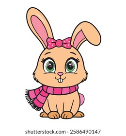 Hand drawn Cute Bunny vector illustration. 