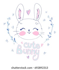 Hand Drawn Cute Bunny Vector Rabbit Stock Vector (Royalty Free ...