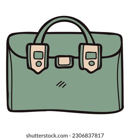 Hand Drawn cute business bag in doodle style isolated on background
