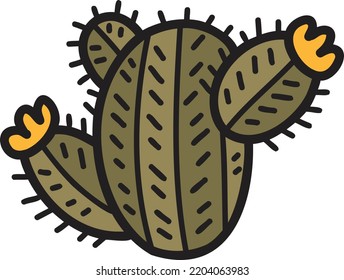 Hand Drawn cute cactus illustration isolated on background