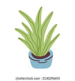 Hand drawn cute cactus in a pot, succulent flower isolated on a white background. Doodle, illustration in a simple flat style. It can be used for decoration of textile, paper and other surfaces.
