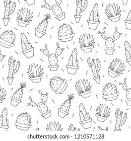 Hand drawn cute cactuses Sketch pattern for cards,posters etc. Make your own colors!