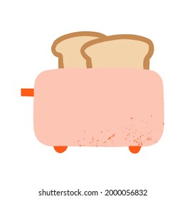 Hand drawn cute cafe element bread toaster breakfast appliance kitchen and cooking tools or equipment