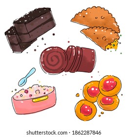 hand drawn of cute cake