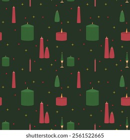 Hand drawn cute candles seamless pattern