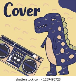 Hand drawn cute card with Dinosaur