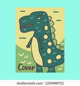 Hand drawn cute card with Dinosaur