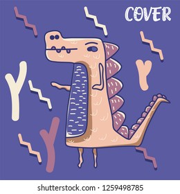Hand drawn cute card with Dinosaur
