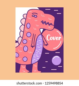 Hand drawn cute card with Dinosaur