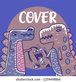 Hand drawn cute card with Dinosaur
