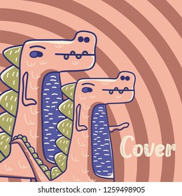 Hand drawn cute card with Dinosaur