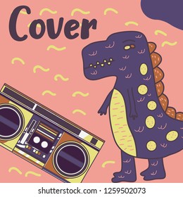 Hand drawn cute card with Dinosaur