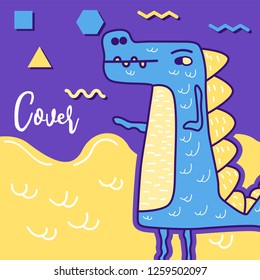 Hand drawn cute card with Dinosaur