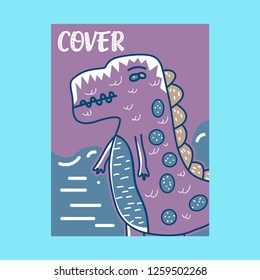 Hand drawn cute card with Dinosaur