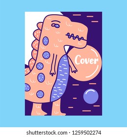 Hand drawn cute card with Dinosaur
