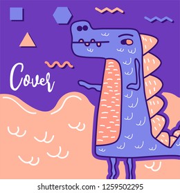 Hand drawn cute card with Dinosaur