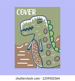 Hand drawn cute card with Dinosaur