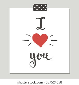  Hand Drawn Cute Card With Love Design. Perfect for valentines day, birthday, save the date invitation.