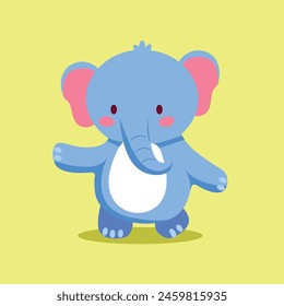 hand drawn cute cartoon character elephant vector for elements, clipart, birthday