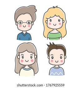 Hand drawn cute cartoon characters