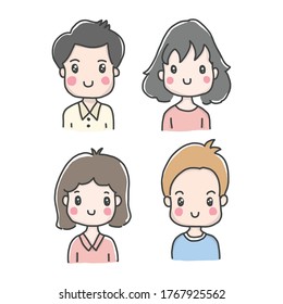 Hand drawn cute cartoon characters