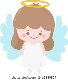 Hand drawn cute cartoon christmas angel girl