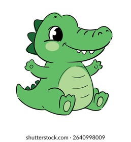 Hand Drawn Cute cartoon crocodile isolated vector illustration