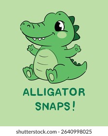Hand Drawn Cute cartoon crocodile isolated vector illustration